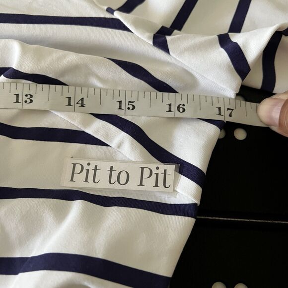 J. McLaughlin 3/4 Sleeve White Sheath Dress with Blue Stripes Women's Sz. XS - Picture 11 of 12